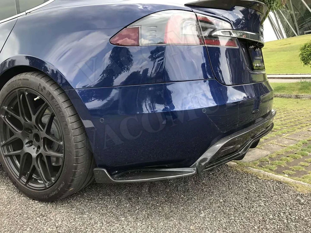 Разветвители для губ заднего бампера из углеродного волокна Tesla Model S 70D P85D 90D P100D