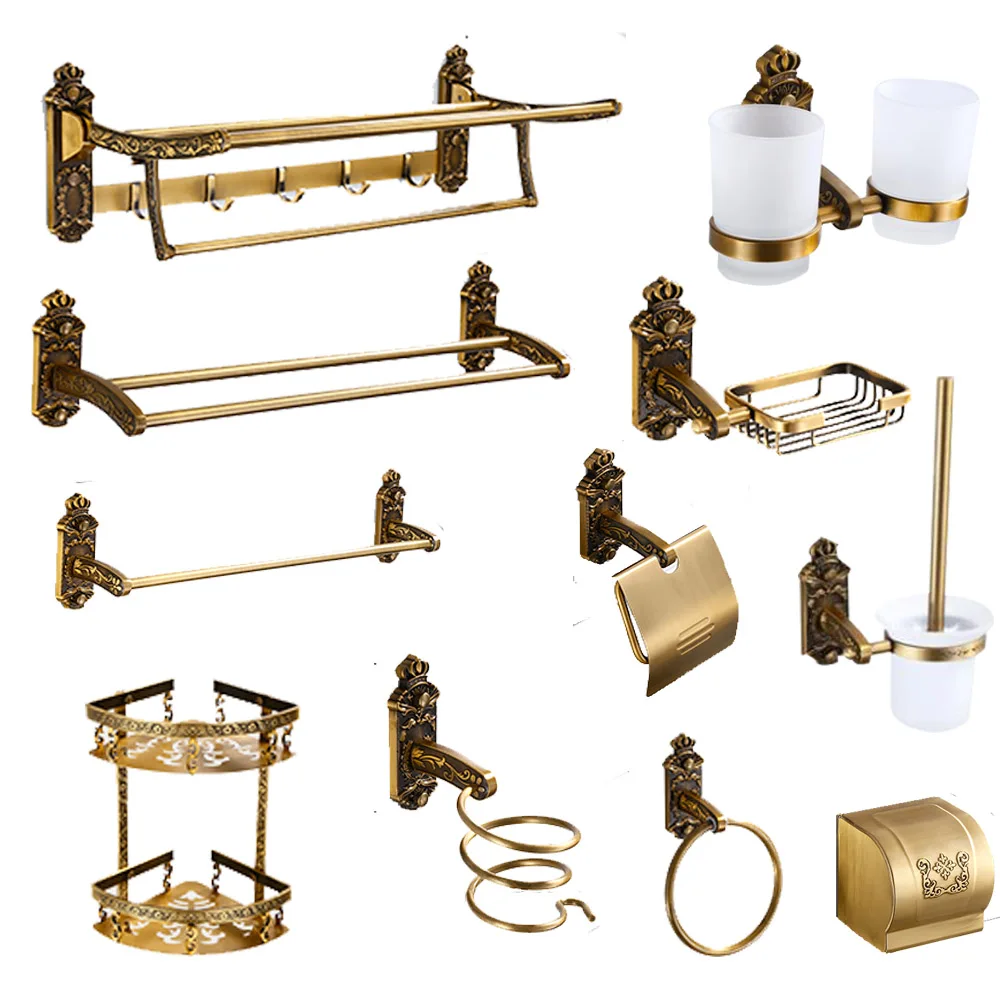 

European antique creative towel bar toilet brush sculpture soap dishes bathroom hardware suite
