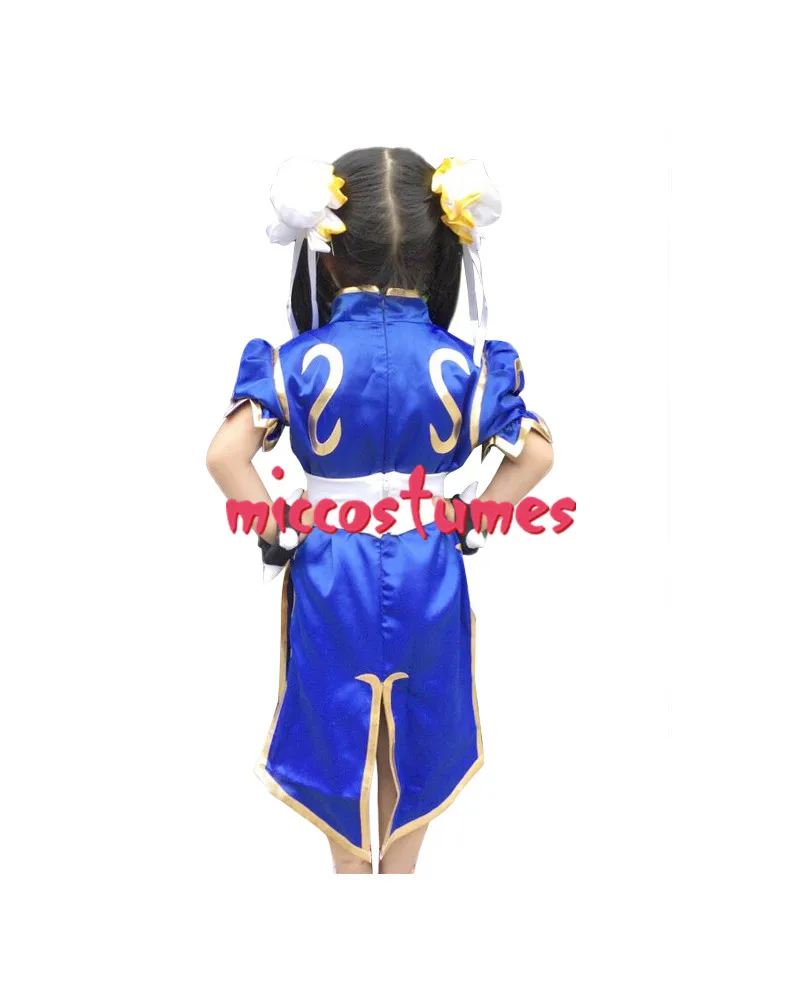 Chun Li/детский голубой костюм для косплея, Cheongsam, вечерние платья на Хэллоуин для девочек, наряд на Хэллоуин