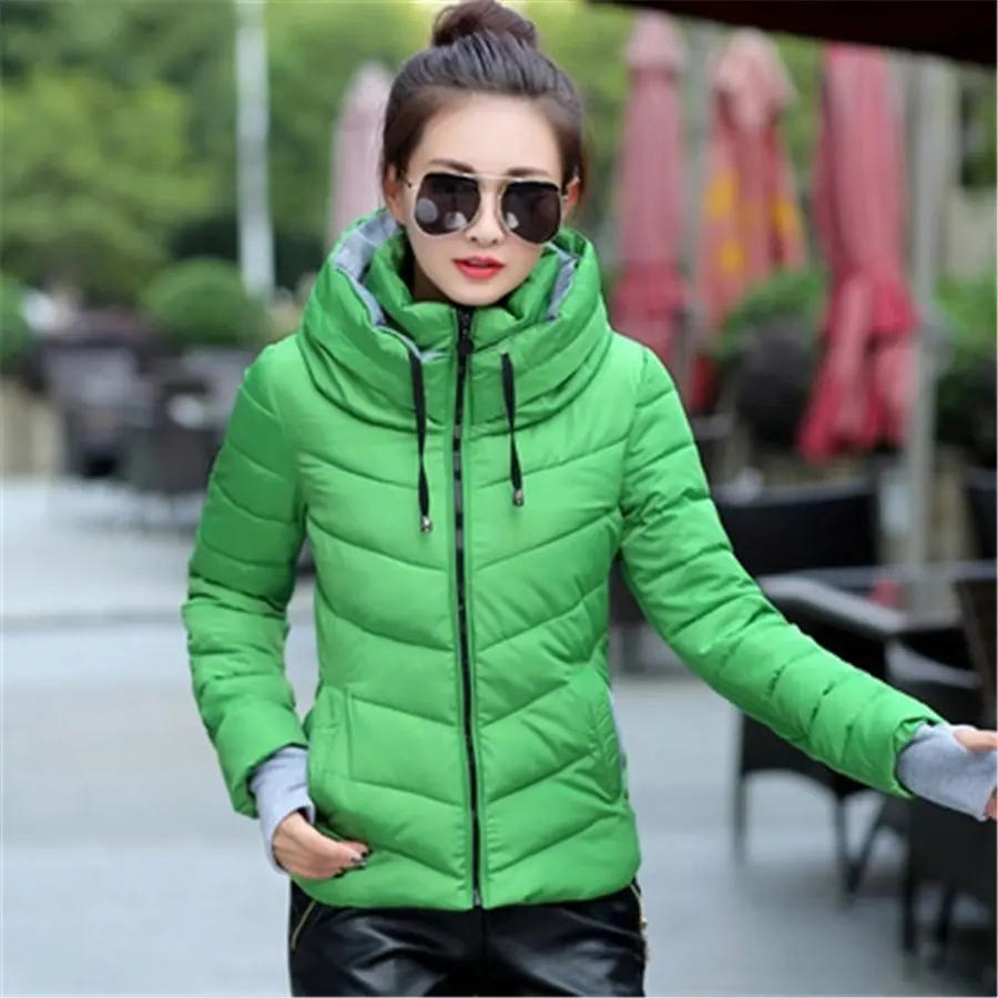 Zogaa, S-3XL размера плюс, Женское зимнее пальто, женская куртка, парка, приталенная, повседневная, с подкладкой, с капюшоном, верхняя одежда, ветровка, женские пальто - Цвет: Зеленый
