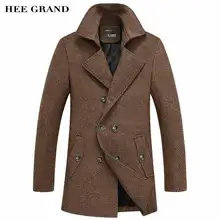 Hee grand männer mode thick blends langen stretch drehen-unten kragen zweireiher dekoration wintermantel plus größe s-4xl mwn263
