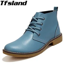 Tfsland/; женские ботинки на шнуровке; сезон весна; Классическая обувь из натуральной кожи; женская прогулочная обувь с высоким берцем на плоской подошве; ботинки в байкерском стиле; кроссовки