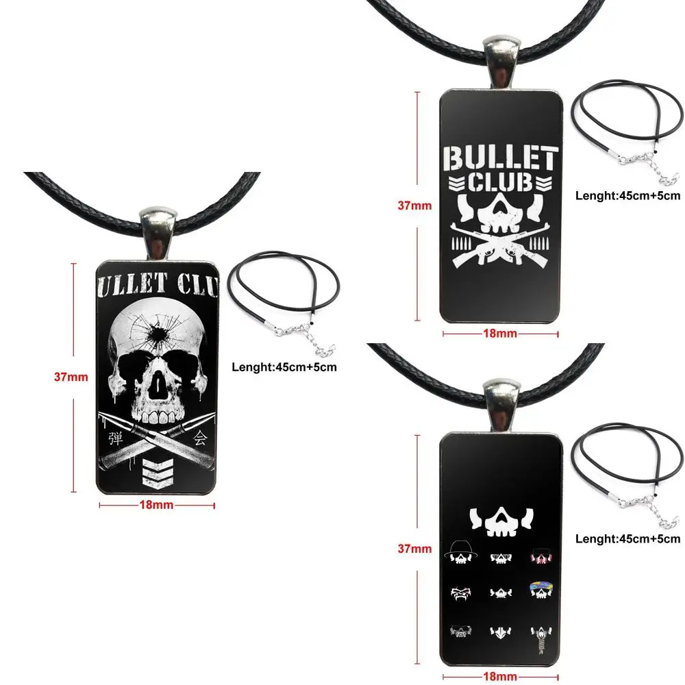 

For Women Girls Handmade Design Fashion Vintage Glass Women Rectangle Necklace Pendants Black And White Bullet Club Pattern