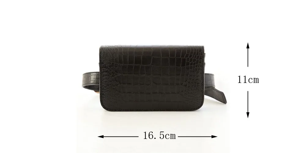 Herald Fashion Women Waist Belt Bag Crocodile PU Leather Belt Pack Waist Bag Small Women Bag Travel Bag Waist Pack Bolsas