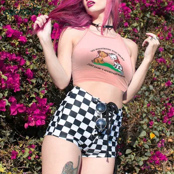 

SUCHCUTE Female Tank Top With Print Casual Harajuku Summer 2019 Strap Harajuku Halter Cropped Top For Women Topics Rave Festival