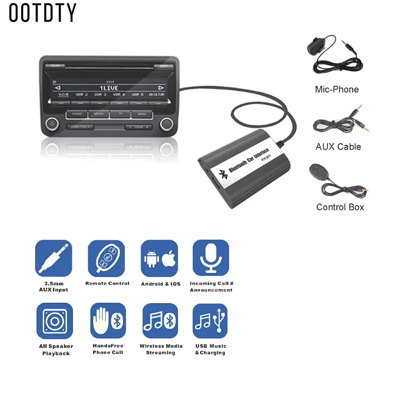 Автомобильный Bluetooth адаптер громкой связи MP3 музыка AUX аудио интерфейс CD звук для