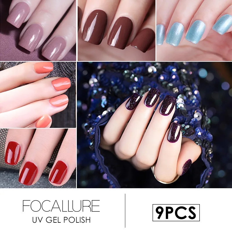 FOCALLURE 9Pcs/lot Newest Color Gel Polish Nail Set Long Lasting Led Sexy Color Series UV Nail Gel High Quality 7ML Salon Gel FOCALLURE 9Pcs/lot Newest Color Gel Polish Nail Set Long Lasting Led Sexy Color Series UV Nail Gel High Quality 7ML Salon Gel