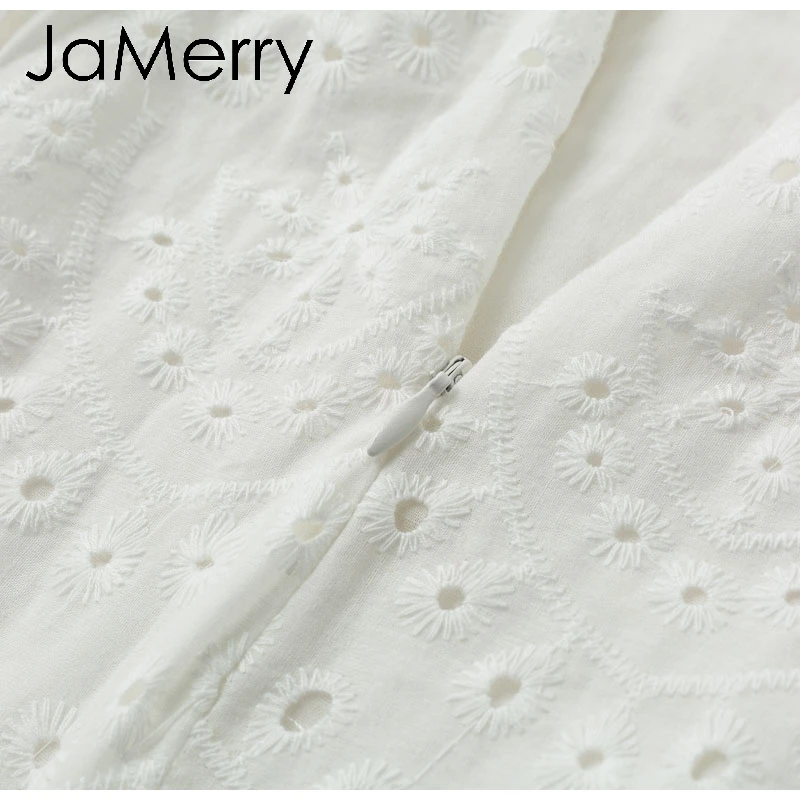 JaMerry, винтажное, сексуальное, белое, летнее, кружевное платье, для женщин, открытая спина, с вышивкой, хлопковые платья, вечерние, миди, для женщин, vestidos
