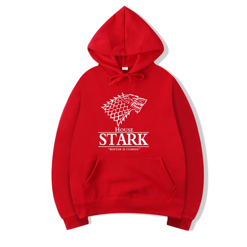 Game of Thrones Wolf Fashion Thin Hoodies Stark Winterfell 100% Cotton Hip Hop Sweatshirts Winter Is Coming Black Clothing