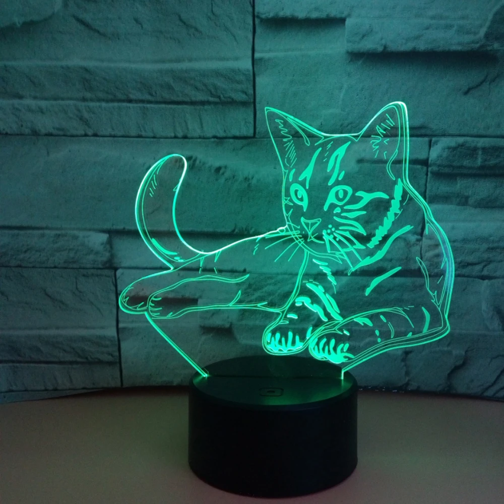 

Cat 3 d stereo and lamp LED colorful touch gradient Sitting room bedroom atmosphere lamp romantic gifts
