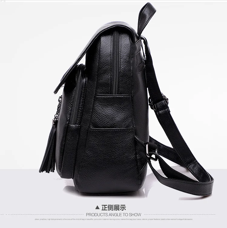Модный женский рюкзак высококачественный Молодежный женский кожаный рюкзак кошелек с кисточками женский рюкзак Mochila Feminina черный