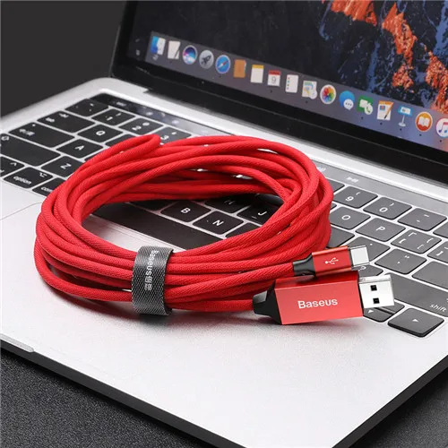 Длинный кабель usb type-C, 5 м, 3 А, поддержка быстрой зарядки и синхронизации данных для устройств samsung, huawei, Xiaomi, type-C, кабель usb-c, шнур 5 м - Цвет: Red