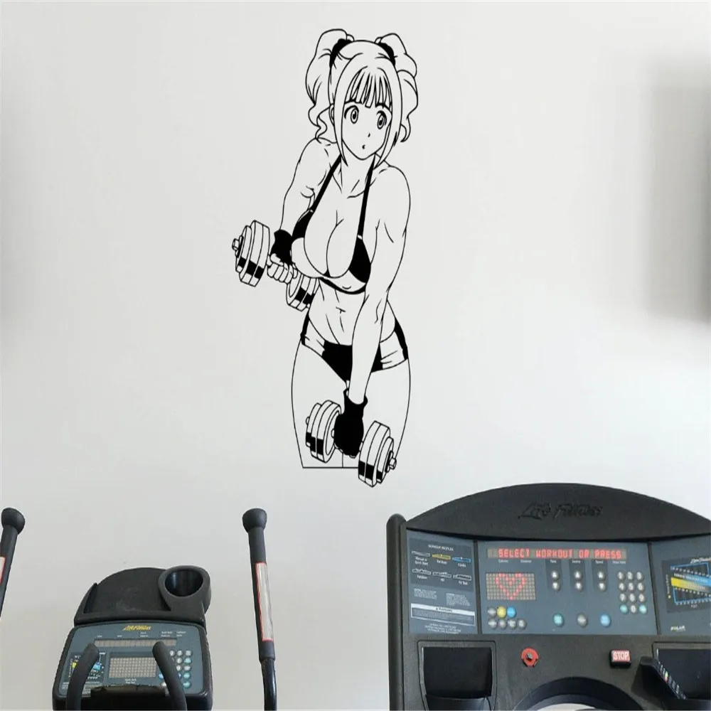Fitness Anime Wall Sticker Female Gym Sport Vinyl Sticker Home Fitness Anime Wall Sticker Female Gym Sport Vinyl Sticker Home
