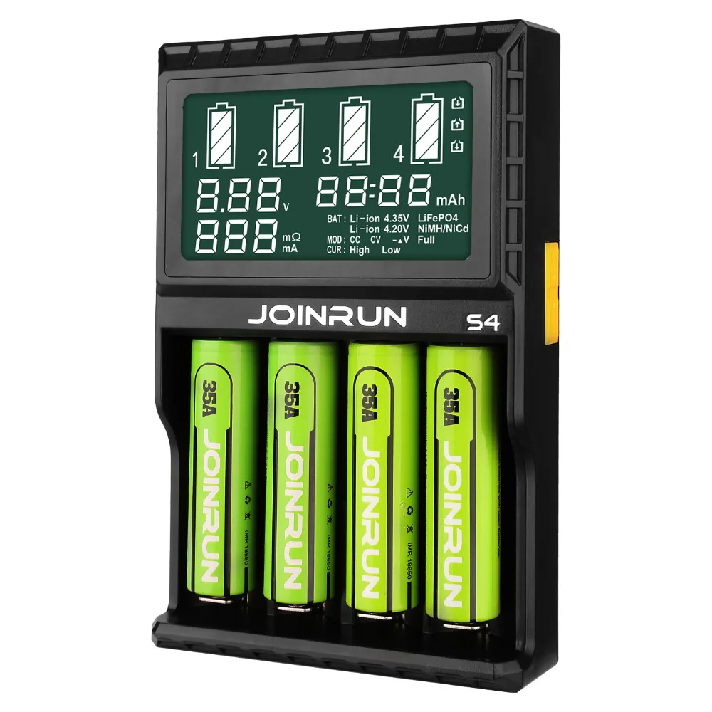 Joinrun S4 Li Ion 18650 Батарея Зарядное устройство с ЖК дисплей Экран 14500 16340 26650 AAA AA 12 В