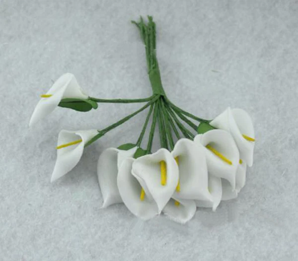 50 WHITE Mulberry Paper miniature arum CALLA LILY for crafts wedding card-3