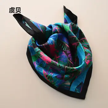 

Colored leaves headscarf handkerchief small square mulberry silk twill scarf unisex neckerchief bandana wrap stewardess 42*42cm