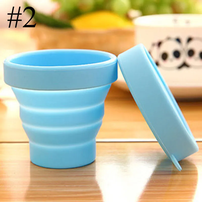 Портативный сплошной цвет воды силиконовые чашки складной полоскание чашки для наружного путешествия посуда для напитков инструменты - Цвет: Blue