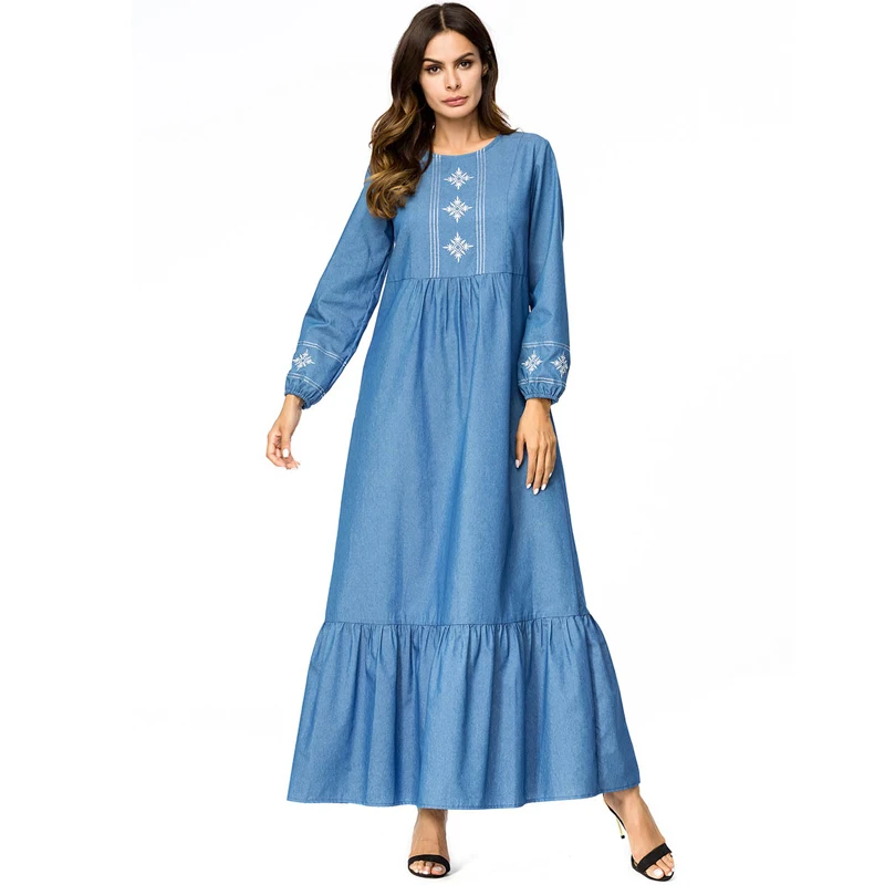 Vestidos Denim Abaya Kaftan Arabic Islamic Hijab Muslim Dress Women ...