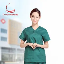 Темно-зеленая хлопковая одежда для мужчин и женщин с коротким рукавом