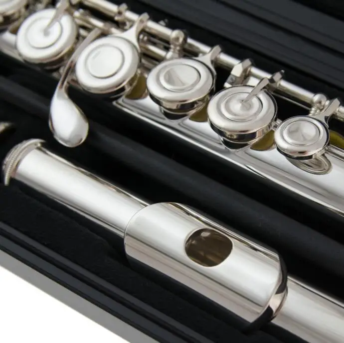 

French Button Flute 222 Musical Instrument Silver Plated Flute 16 Closed Holes Tune and E-Key Flute