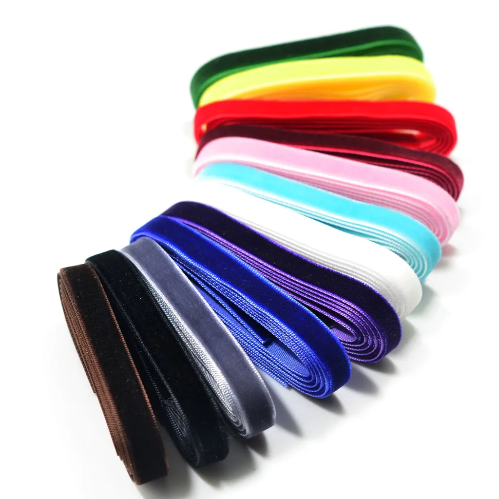 12pcs 1 Yard Luxury Velvet Ribbons for DIY Hair Accessories Hair Bow Craft 9mm 25mm