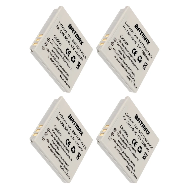 

NB-4L NB4L NB 4L Battery(4-Pack) for Canon IXUS 50 55 60 65 80 75 100 I20 110 115 120 130 IS 117 220 225 230 255 HS SD780 SD960