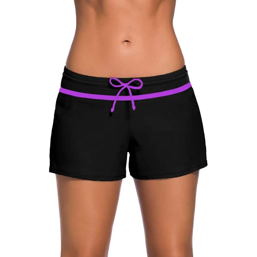 Женские шорты для плавания, сексуальные летние пляжные шорты с низкой талией, быстросохнущие шорты для плавания, женские плавки для отдыха - Цвет: Фиолетовый