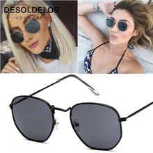 Новое поступление многоугольные прозрачные Квадратные Солнцезащитные очки для женщин Модный фирменный дизайн женские винтажные металлические маленькие рамки Простые солнцезащитные очки UV400