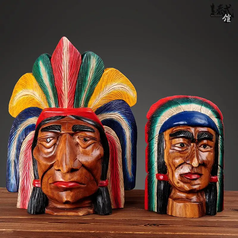 

TOP COOL Original Artwork #HOME OFFICE ROOM CLUB BAR TOP decorative art Native American Indians Man Retro wooden sculpture art