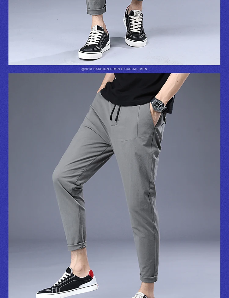 Модные брендовые штаны-шаровары летние мужские брюки с тонким разрезом для бега Pantalon Homme однотонные тонкие мужские брюки-карандаш повседневные мужские брюки