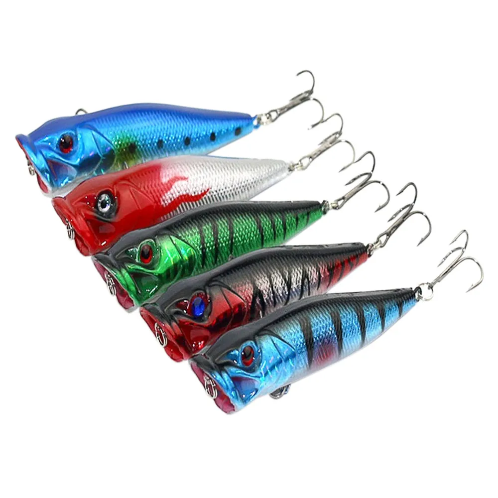 Lot 5pcs Plastic Popper Fishing Lures Bass Crankbaits Tackle 9.5cm/3.74" FeederWobbler Minnow Jig Crankbaits W30412