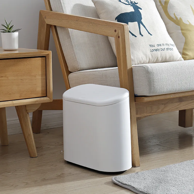 

11L Plastic Narrow Type Trash Can Toilet Waste Bin Dustbin Trash Bin Basket Garbage Bucket Brush Bathroom Cleaning Rated