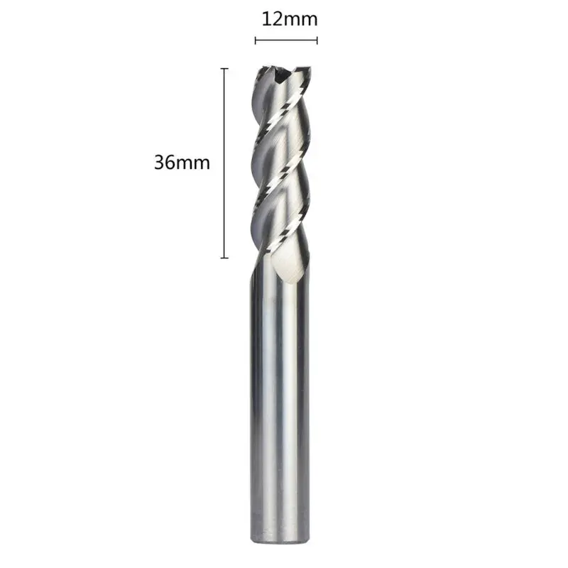 

DIY End Mill Drill CNC Metalworking 2Pcs Replacement 3 Flute Set Solid Tungsten Carbide HRC45 Equipment Practical