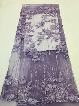 

Unique Style sequined African Lace Fabric for French Sequins Tulle 3d Lace Fabric For Nigerian party Dress ffz5-8