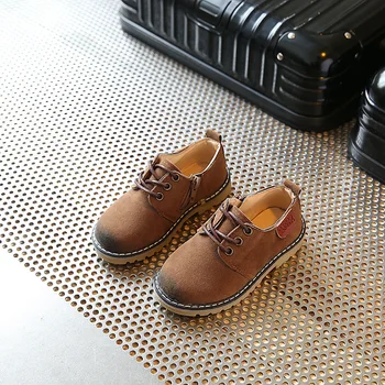

Spring section 2020 male and female children leather face retro casual wear bulk shoes brown princess shoes kids leather school