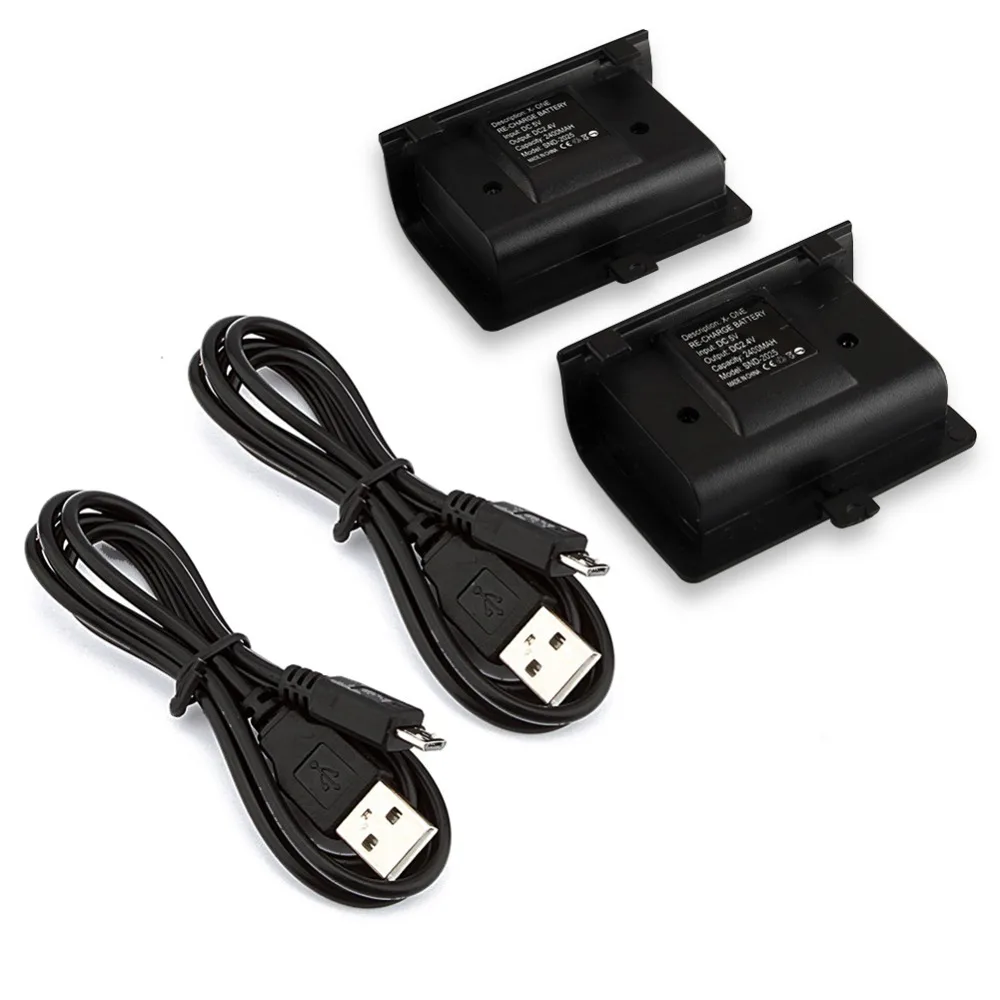 

2Pcs 2400mAh Rechargeable Battery Pack + USB Cable For Xbox One Wireless Controller Gamepad Rechargeable Backup Battery Pack NEW