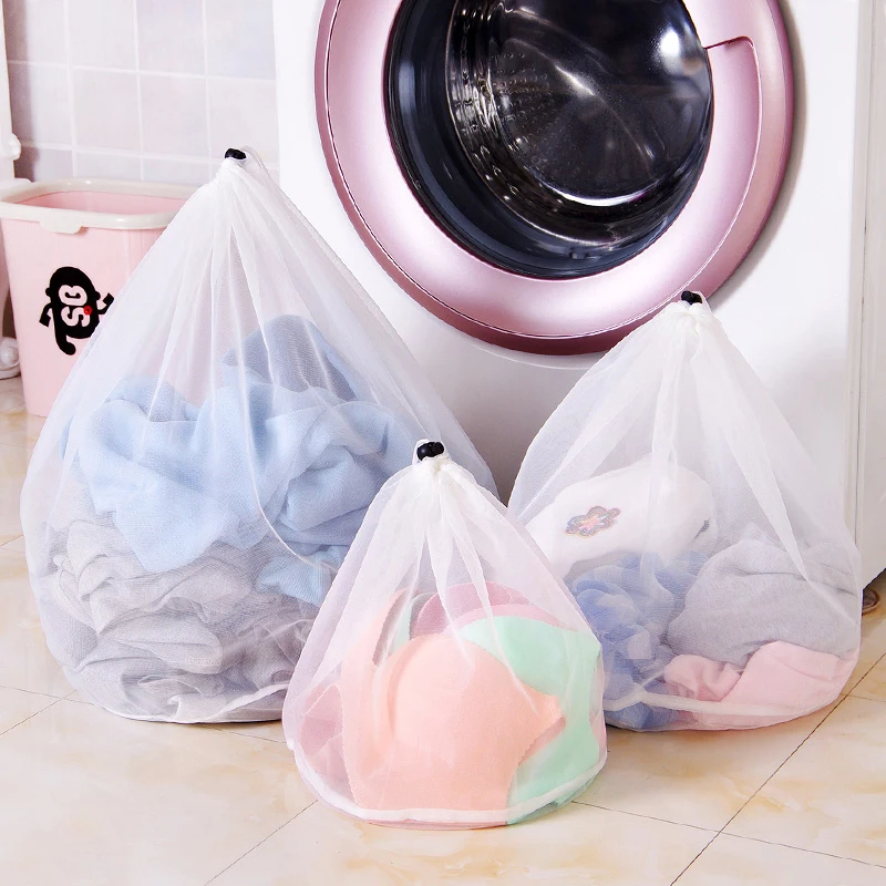 

3pcs Laundry Bags Travel Clothing Drawstring Machine Washing Bag for Wash Socks&Clothes Mesh Bag Empty Mesh Drawstring&Bar Bag