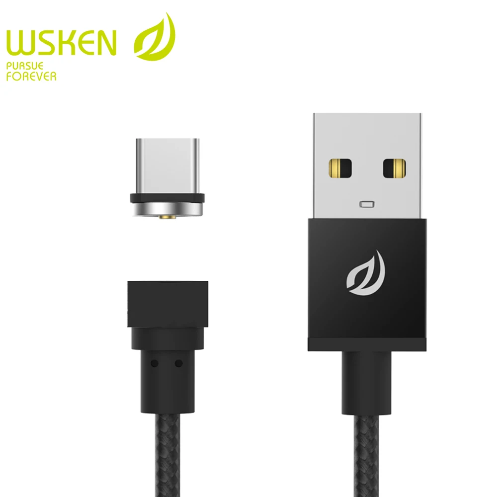 WSKEN USB Tip C Manyetik Kablo USB C Tipi-C Yuvarlak Kablo Için Samsung S8 Oneplus Xiaomi 4C 5 Nexus 5X Cep Telefonu USB kabloları