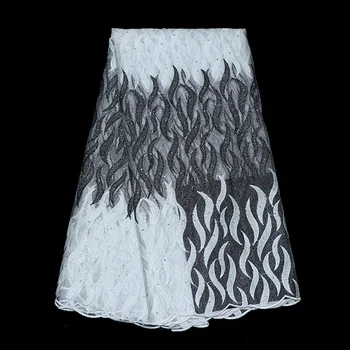 

2016 new arrival rmbroidery beaded rhinestones French lace swiss voile fabric for dress material 5 yards