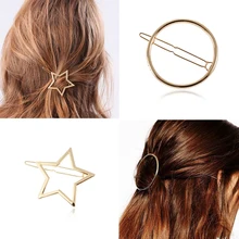 Hfarich Золотой Серебряный металлик в виде звезды луны сердца заколки для волос женские головные уборы заколки для волос кошки минималистичный подарок, аксессуары для волос