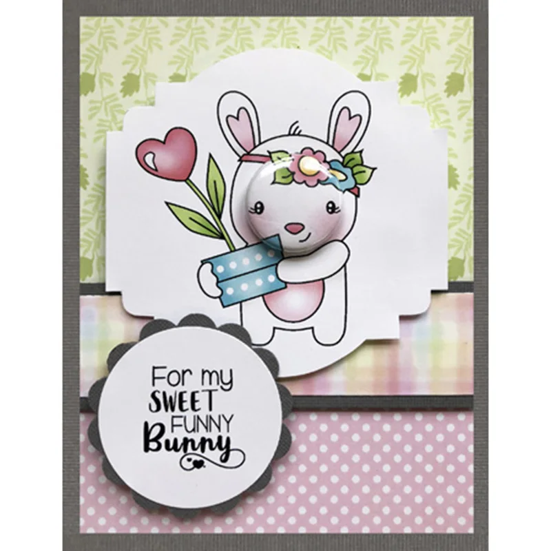 

ZhuoAng Beautiful Pink Bunny Pattern Design Clear Stamp / Scrapbook Rubber Stamp / Craft Clear Stamp Card / Seamless Stamp