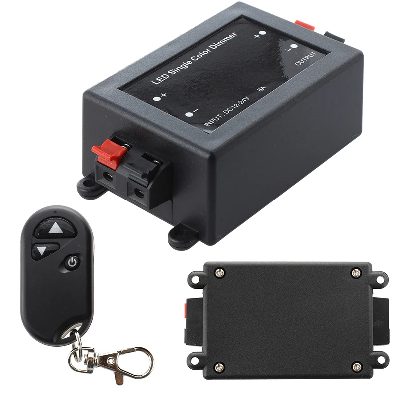DC 12V Single Color Wireless LED Dimmer Controller + RF Remote Control+Manual For Strip Light Lamp