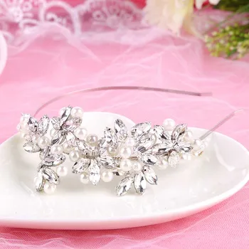 

New Luxury Baroque Bridal Tiara Headband Handmade Headdress Pearl Crystal Flower Jewelry Wedding Crowns Hair Accessories JL