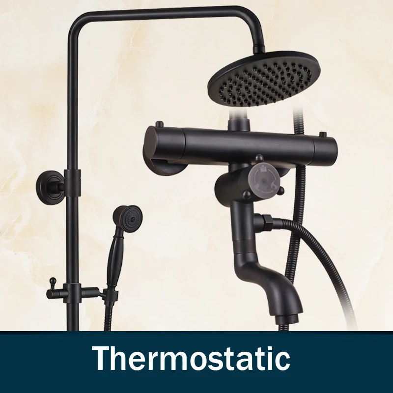 Oil Rubbed Bronze Anti scald Thermostatic Mixer Valve Shower Faucet