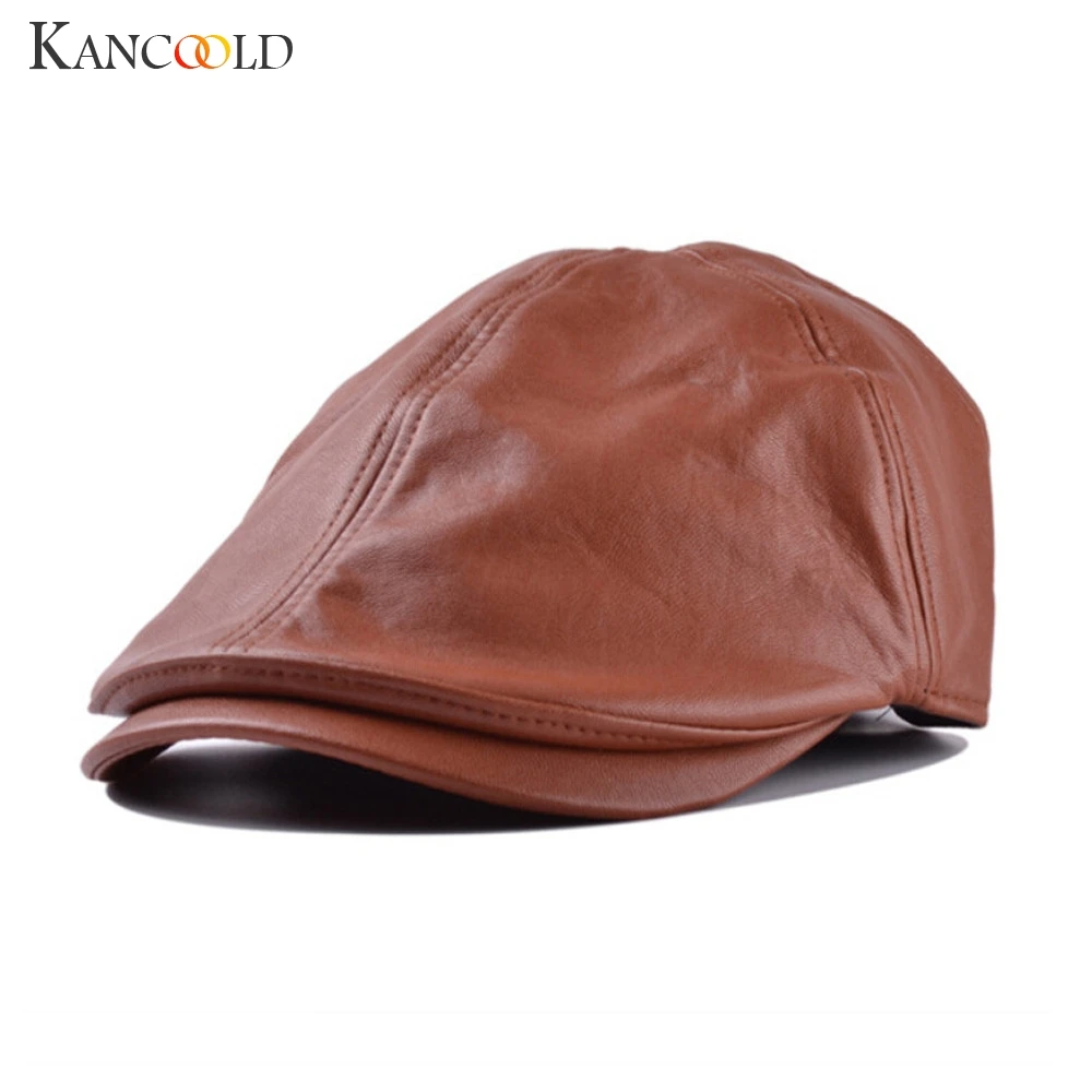 Мужская и женская шапка KANCOOLD винтажный кожаный берет высокого качества Кепка с