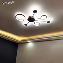 Современные светодиодные люстры для гостиной с регулируемой яркостью и металлическим каркасом кофейного цвета, Светильники для спальни