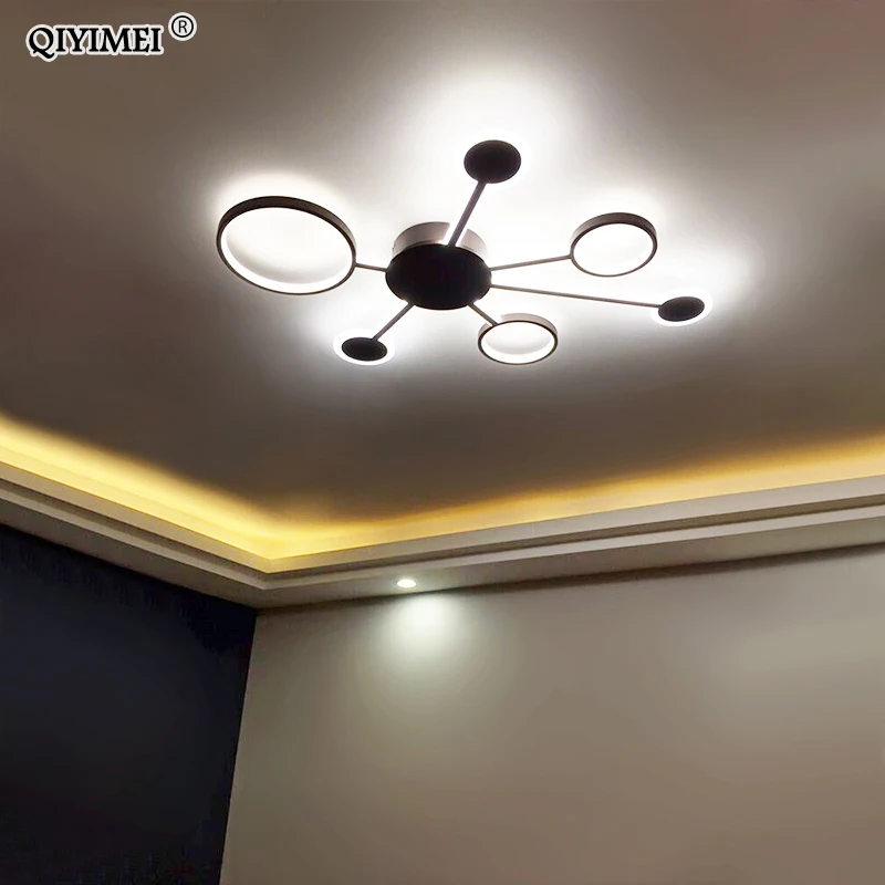 Modern Led Chandeliers Lights For Living Room Dimmable With Remote And Metal Frame Coffee Color Lights Bedroom Lighting Fixtures