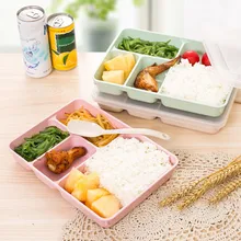 1 шт. Пшеничная солома 4 сетки Ланч боксы еда прибор для хранения фруктов контейнер Портативный Bento Box безопасный контейнер для еды для пикника горячий Ланчбокс