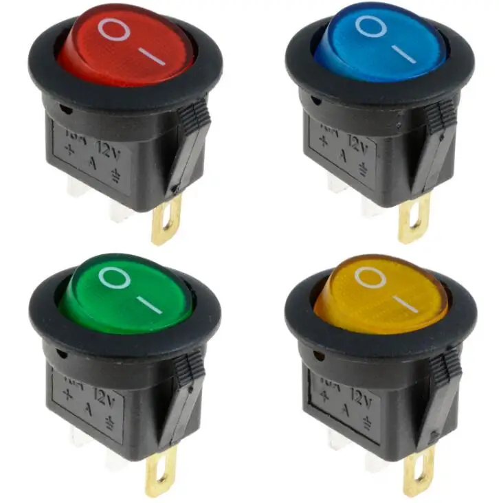 

1PCS 12V LED illuminuted rocker switch 20A 12V push button switch Car button light switch ON/OFF Round Rocker Switch Dash Boat