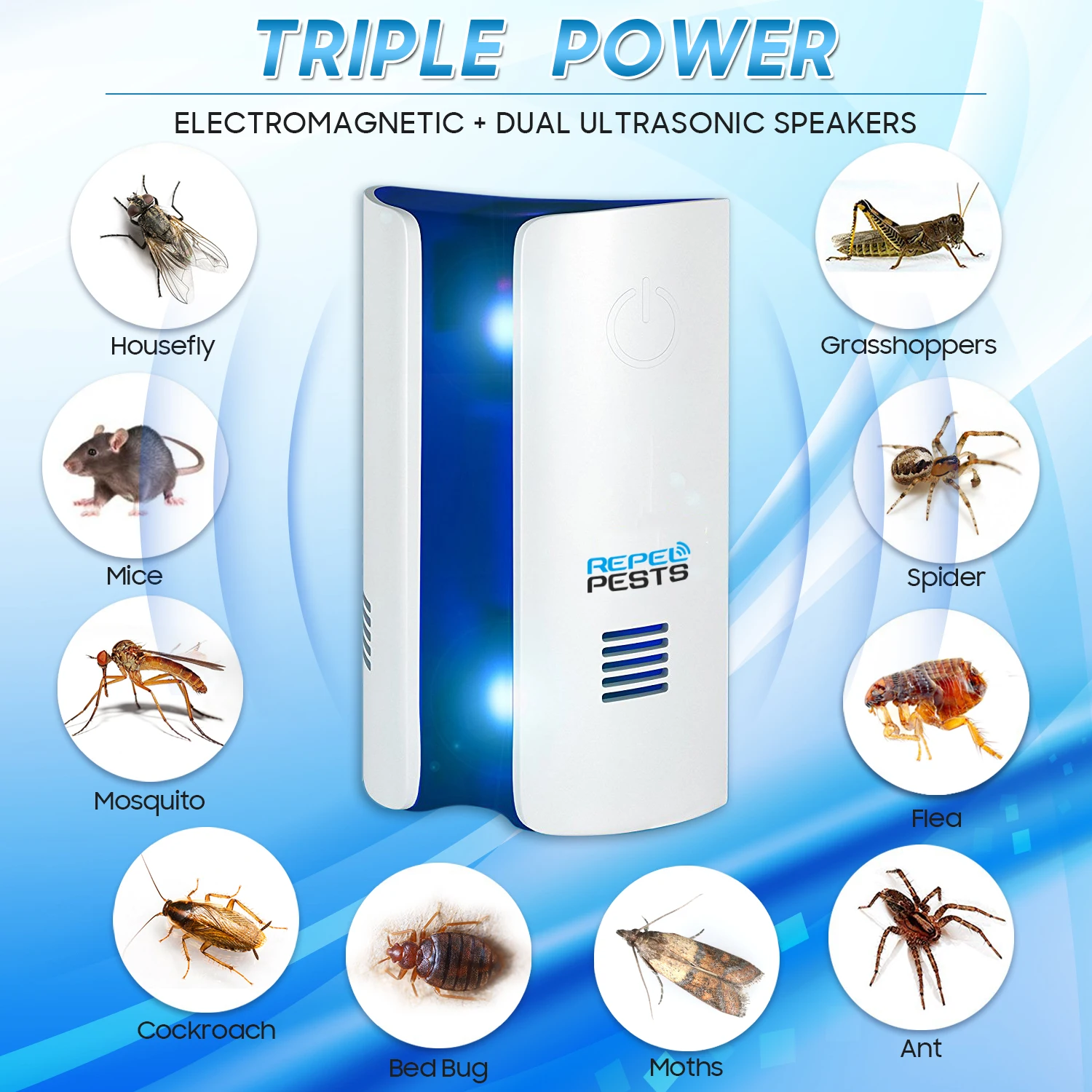 

frequency conversion multi-function ultrasonic electromagnetic wave mosquito repellent insect anti Cockroaches Moths Mosquitoes